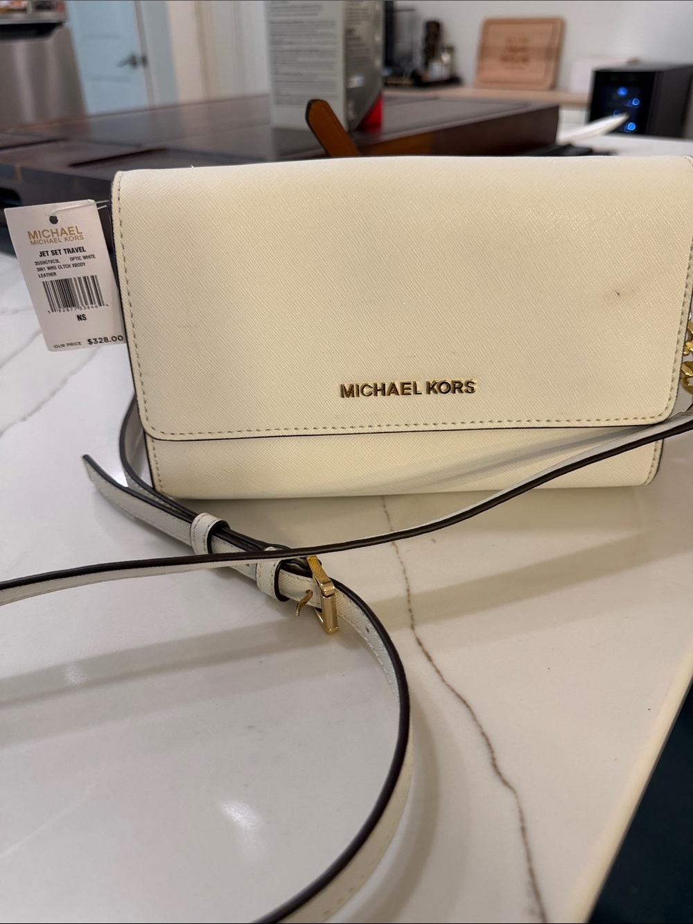 NWT MICHAEL KORS Cream White Crossbody Bag with Gold Hardware